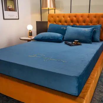 Kodutekstiili Tikkimine Lapp madrats torukübar Värviga Elastne voodi lehel Velvet Soe Voodipesu Komplekt matress protector kate