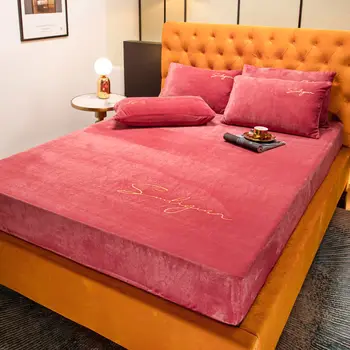 Kodutekstiili Tikkimine Lapp madrats torukübar Värviga Elastne voodi lehel Velvet Soe Voodipesu Komplekt matress protector kate