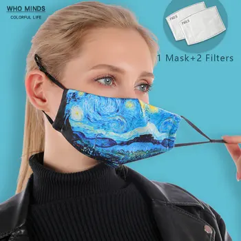 Sinine Küla Korduvkasutatavad Suu Mask Pestav Reguleeritavad Rihmad näomaski Koos Filtriga PM2.5 Naistele Anti Tolmu Hingav Anti Gripp Maskid