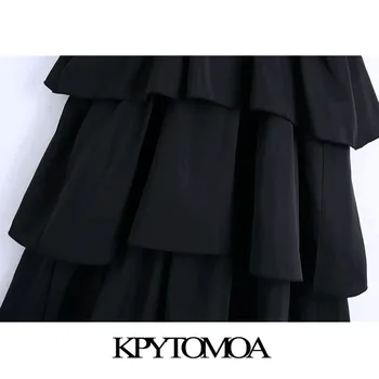 KPYTOMOA Naiste 2021 Seksikas Mood Sobitamine Ruffled Midi Vintage Kleit Sügava V Kaela Õhuke Rihmad Naiste Kleidid Vestidos Mujer