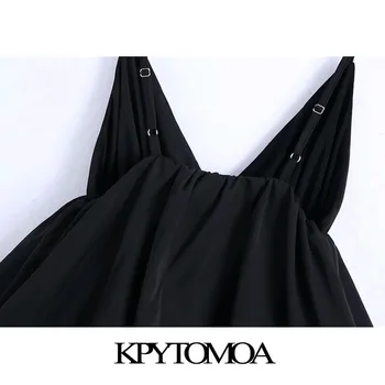 KPYTOMOA Naiste 2021 Seksikas Mood Sobitamine Ruffled Midi Vintage Kleit Sügava V Kaela Õhuke Rihmad Naiste Kleidid Vestidos Mujer