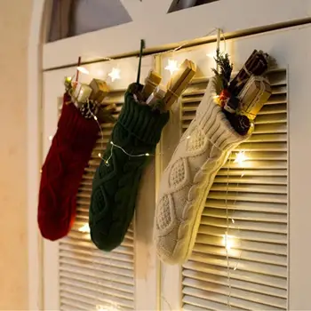 Kuum Jõuluehe Home Holiday Kootud Parempidises Rippuvad Heegelda Stock Puu Ornament Decor Jõulud Sokid Parim Kingitus