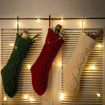 Kuum Jõuluehe Home Holiday Kootud Parempidises Rippuvad Heegelda Stock Puu Ornament Decor Jõulud Sokid Parim Kingitus