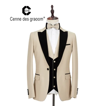 2020 Cenne Des Graoom Uus Meeste Ülikond, Kostüüm 3 Tükki Velvetl Slim Fit Salli Rinnamikrofon Pulmas Peigmees Smoking Mantel Jõulud