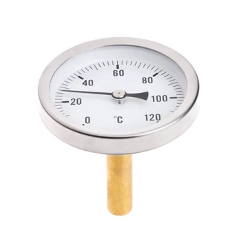 63mm Dial Horisontaalne Termomeeter Alumiinium Temperatuuri Näidik Arvesti Vedel Vesi 0-120°C