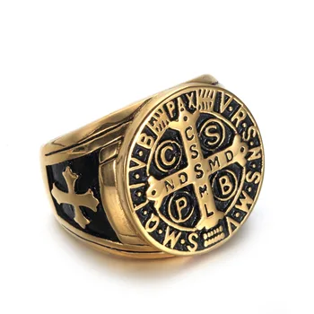 Meeste Vintage Hõbe, Kuld, Must, Kahe Tooni Püha Risti Signet Ring Palve Kristliku Jeesus Usuliste Kokteil Valentine Mees Ringi