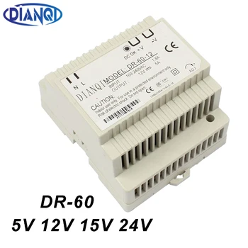 DIANQI Din rail toide 60W 5V 12V 24V võimsus suply 24V 60W ac dc converter hea kvaliteediga DR-60-24 DR-60-5 DR-60-12 DR-60-15