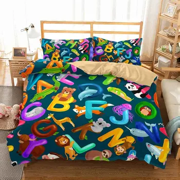 GOANG 3d-voodipesu komplekt voodi lehel tekikott padjapüür kodutekstiilid lapsed voodipesu komplekt 3d digitaalne trükkimine Cartoon mini dinosaurus