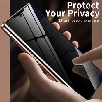Anti-Peeping Telefon Case For Samsung Galaxy Note 20 S20 S21 Ultra S8 S9 S10 Lisa 10 Pluss Privaatsus Juhul Metall Bumper Klaas Hõlmab
