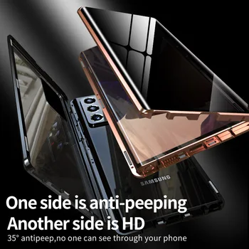 Anti-Peeping Telefon Case For Samsung Galaxy Note 20 S20 S21 Ultra S8 S9 S10 Lisa 10 Pluss Privaatsus Juhul Metall Bumper Klaas Hõlmab