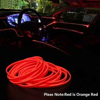 1m/2m/3m/5m LED Neoon Auto Salongi Valgustus Ribad Auto LED Riba Vanik EL Tross Auto Kaunistamiseks lamp Painduva Toru