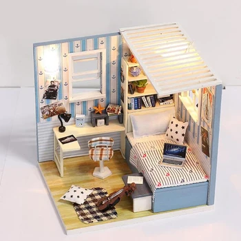 Roombox Mannekeeni Maja Kääbus Nukumaja Koos Mööbli Komplekt Puidust Maja Miniaturas Mänguasjad Lastele Uue Aasta Jõulukinke