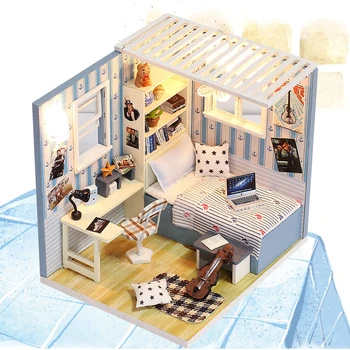 Roombox Mannekeeni Maja Kääbus Nukumaja Koos Mööbli Komplekt Puidust Maja Miniaturas Mänguasjad Lastele Uue Aasta Jõulukinke
