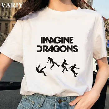 Korea 90s Imagine Dragons Naiste T-Särk Romaan Anime Stiilis Tshirt Lahe Tumepunane T-särk Graafiline Tees Naiste Riided Streetwear