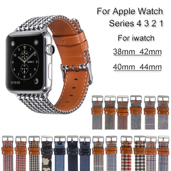 Lõuend Nahast Watch Band Apple Vaata 4 3 2 1 Käevõru Rihma iwatch 44mm 40mm 38mm 42mm aas Randmepaela Watchband Tarvikud