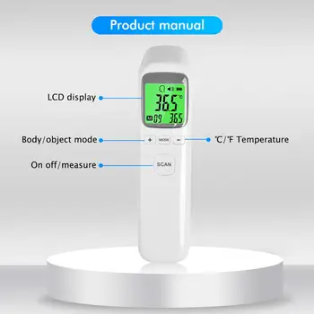 Ülitäpne Digitaalne Termomeeter Täiskasvanud Last Koos LCD-Ekraan, Elektrooniline Temperatuuri Relv Infrapuna LED Keha Temperatuuri Mõõtja