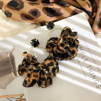 Leopard printida kõrvarõngad uus stiil, retro ööklubi liialdatud suur riie fashion kõrvarõngad naistele
