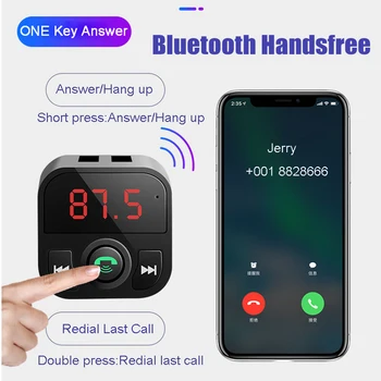 JINSERTA 2019 Auto Bluetooth, MP3-Mängija, FM-Saatja, Käed Vabad süsteem Traadita Bluetooth-Audio Adapter TF muusika Dual USB-Laadija