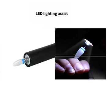 Laadimine USB Mini Electric Nail Drill Pen-Küünte Poleerimine Masin Kerge Kaal Laetav Lihvimise Masin koos LED-Valgustus
