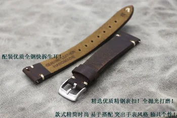 Käsitöö Hull horseskin Kellarihmad Vintage Ehtne Nahk Watchband Calfskin Vaadata Straps20mm Pruun Retro paks Käevõru