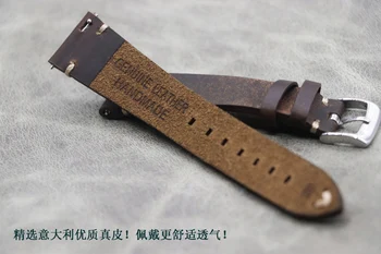 Käsitöö Hull horseskin Kellarihmad Vintage Ehtne Nahk Watchband Calfskin Vaadata Straps20mm Pruun Retro paks Käevõru