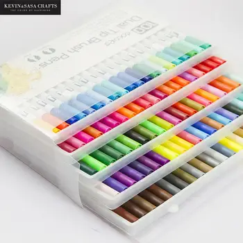 100colors/set Dual Nippi Art Sm-i Pen Kirjatarvete Kunsti Tarnijate Pintsli või Pliiatsi Värvi Esitaja Poolt Esitatud Kevin&sasa Käsitöö
