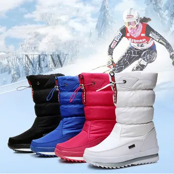 Talve kingad naiste saapad 2021 tahke veekindel kingad naine, soe palus keskel vasikas tõmblukk talvel lumi saapad naiste kingad botas mujer