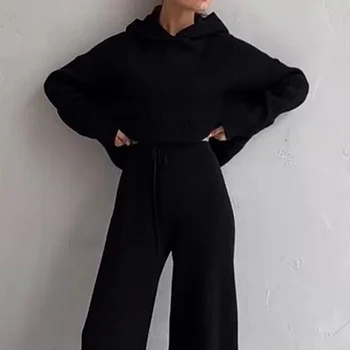 Talvel Tracksuit 2 Töö Pant Sobib Naiste Kootud Pikad Varrukad Kahe-Osaline Komplekt, Top Ja Püksid Naiste Ülikond Outwear Korea
