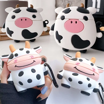 Eest Airpods Pro 3D Cute Cartoon Piim Veised Vasika puhul Apple Airpods 1 2 3 Juua Mull Piima Tee Lehm Traadita Kõrvaklapid Kate
