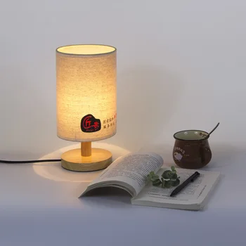 Abajur Xianfan Korea stiilis määrdunud puidu baasi lina lambivarju tabel lamp magamistuba tiffany vintage tooni töö laualambid