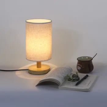 Abajur Xianfan Korea stiilis määrdunud puidu baasi lina lambivarju tabel lamp magamistuba tiffany vintage tooni töö laualambid
