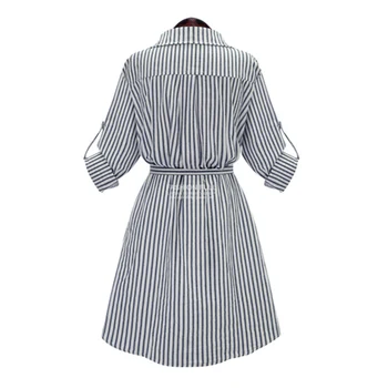 2019 aasta sügisel uus Euroopa tuuleenergia suured naiste triibuline kleit elegantne mood lone varruka rasva MM õhuke triibuline naiste kleit 623A 30