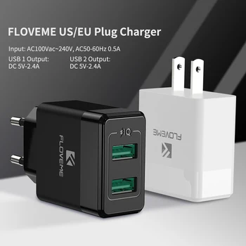 FLOVEME ELI/USA Ühendage USB-Laadija 2.4 Mobiiltelefoni Laadija Adapter Xiaomi Samsung iphone Tablett Kaasaskantav Seina Reisi-Laadija