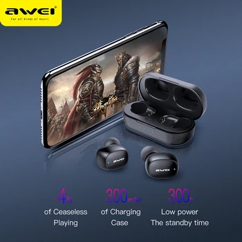 Awei TWS 5.0 Earbuds Touch Sensor, Bluetooth Kõrvaklapid Auto Sidumine Gaming Kõrvaklapid T13 koos Aku 300mAh Juhul