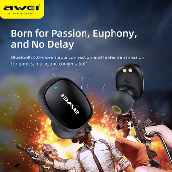 Awei TWS 5.0 Earbuds Touch Sensor, Bluetooth Kõrvaklapid Auto Sidumine Gaming Kõrvaklapid T13 koos Aku 300mAh Juhul