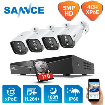 SANNCE 4CH POE NVR 5M CCTV Süsteemi videosalvesti 4TK 5MP Veekindel Home Security Öise Nägemise Kaamera Järelevalve Komplektid