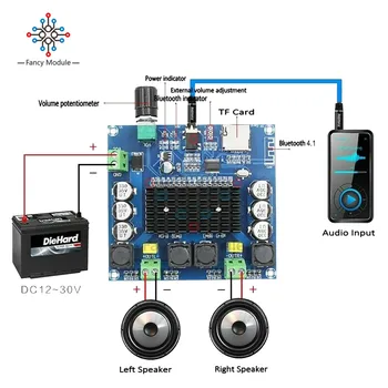 Diymore XH-A104 TPA3116 Bluetooth-4.1 Digitaalne Võimendi Juhatuse 2x50W Stereo VÕIMENDI Moodul Toetada TF Kaarti AUX Potentsiomeeter
