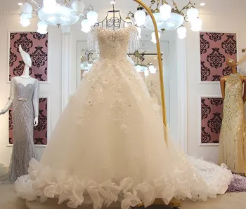 High-end Luksus Teemant Profileerimine Pits pulmakleit Valge Kristall Royal Rongi Pruudi Kleit Vestido De Noiva 2019