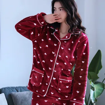 H5828 Naiste Pidžaama Ülikond, Naiste Sügis-Talv Coral Velvet Paks Sleepwear Lady Temperament Pikad Varrukad Lapp Korea Kodus Kandma