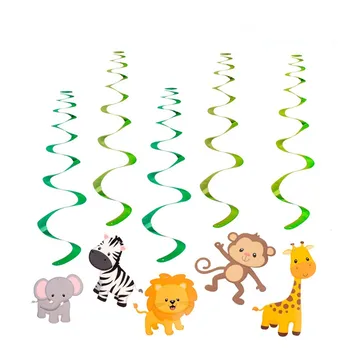 5tk Džungli Looma-Tsiitsitaja Banner Laes Rippuvad Õrnalt Rippuvad Paelte for Kids sünnipäeva Spiraal Kaunistused, Dekoratsioon