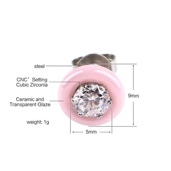 Ring Roosa Must Valge Keraamilised Kõrvarõngad Naistele AAA Suur Kristall CZ Roosa Naiste Kõrvarõngad Ehted Pulm Naiste Hulgimüük