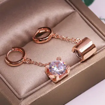 18K rose gold Isikupärastatud classic single diamond kaua pulli pea naine kõrvarõngad Peen Super shine sõbrapäeva kohal
