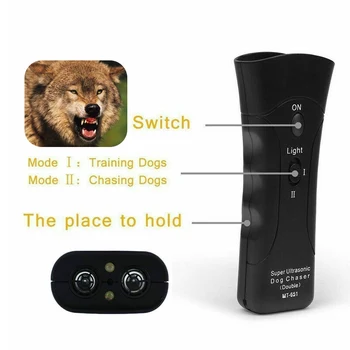 Lemmiklooma Anti Koer Barking Pet Trainer LED Valgus Ultraheli Õrn Chase Koolitus Kahekordne Pea Trompet pet pakkumise