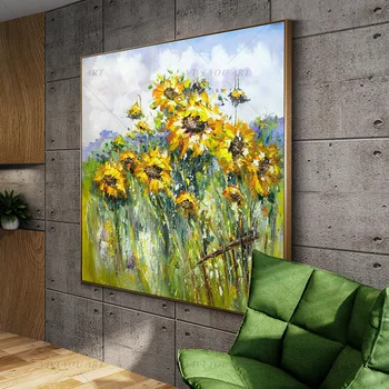 Käsitsi valmistatud Päevalille Värvi Seina Maalid Kaasaegne ja Abstraktne õlimaal Lõuendil Käsitsi Maalitud Ilu Home Decor Pilt
