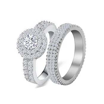 925 Sterling hõbe abielusõrmused komplekti 3 in 1 band ringi Naiste kaasamine pruudi ehted sõrme Must reede R4629