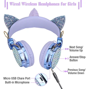 Uus 2021 Ükssarvik Bluetooth Kõrvaklappide koos Mic -, Ilu-Bling Muusika Kiiver Luksus Teemant, Parem Kingitus Poiss Tüdruk