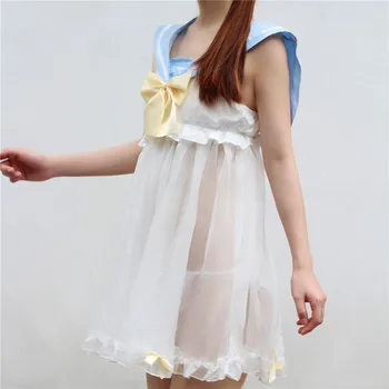 Lolita Girl Anime Pesu Komplekt Madrus Krae Seksikas Cosplay Ühtne Chemise Armas Sleepwear Öö Kleit Naiste Kawaii nightgowns
