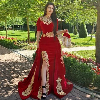 2021 платье Maroko seal kaftan Õhtu Kleit, millel Eemaldatavad Seelik Kaks Tükki Punane Merineitsi Kõrge Kaeluse Velvet Tanssiaiset Kleit araabia Pool