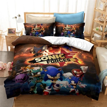 Koomiks, Sinine Välk Sonic The Hedgehog 3d-Voodipesu Komplekt Lastele, Magamistuba tekikott Komplekt Padjapüür Voodipesu Kuningas Bedclothes