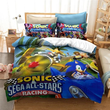 Koomiks, Sinine Välk Sonic The Hedgehog 3d-Voodipesu Komplekt Lastele, Magamistuba tekikott Komplekt Padjapüür Voodipesu Kuningas Bedclothes